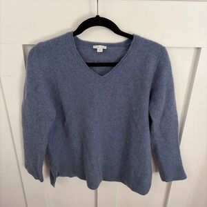 J. Jill Soft Blue V-Neck Sweater-Medium-100% cashmere